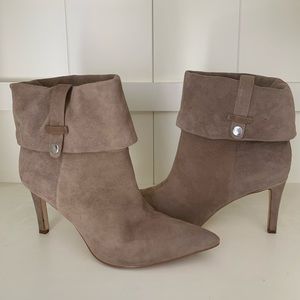Calvin Klein Beige Suede Heeled Booties